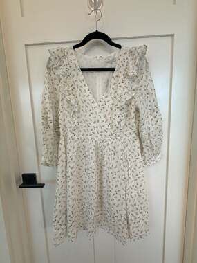 madewell embroidered linen-blend flutter-sleeve mini dress Embroidered Linen-Blend Flutter-Sleeve Mini Dress